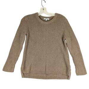 Madewell Womens Large Hexcomb Brown Knit Cotton Blend Long Sleeve Sweater